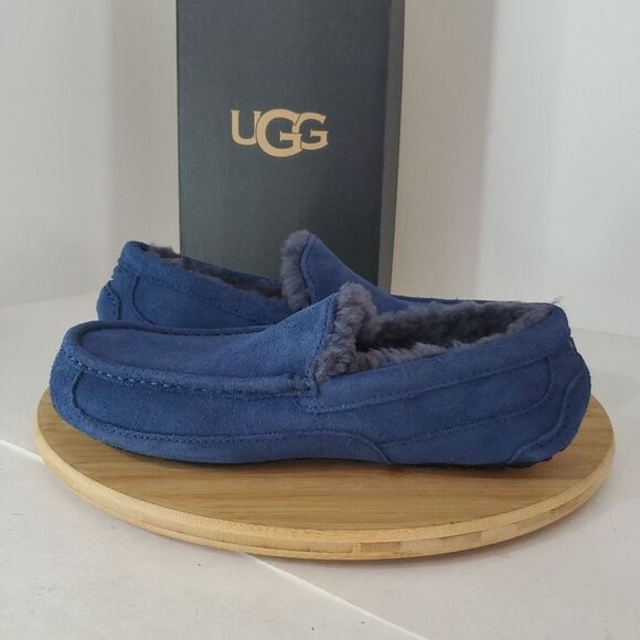 UGG Ascot Slipper Deep Ocean Suede Wool Comfort Loafer Men's US 8/ EU 41 NIB - Picture 14 of 14